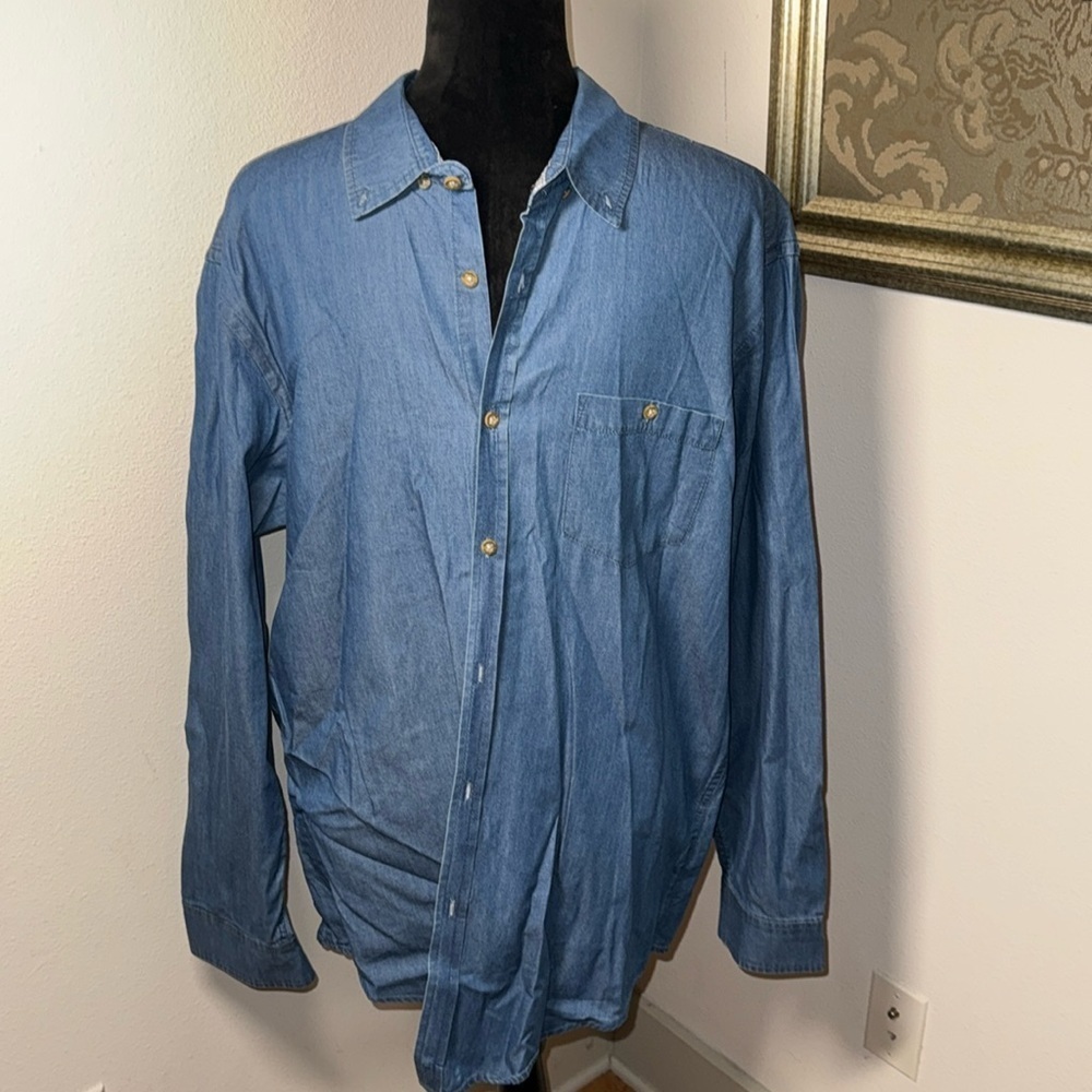 Steel & Jelly London denim long sleeves buttoned down contrast paisley Sz‎ XL